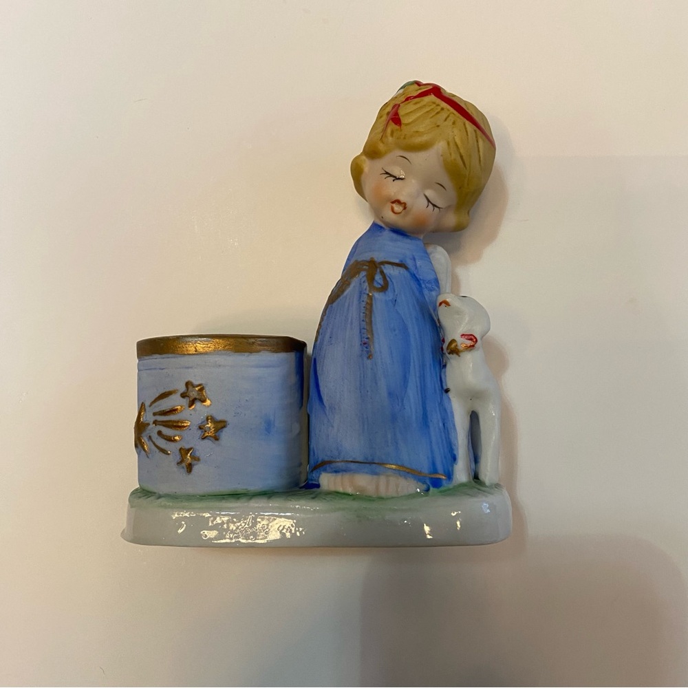 Vintage Jasco Christmas Luvkins Angel and Lamb Figurine Candle Holder, 1978 - Picture 8 of 12